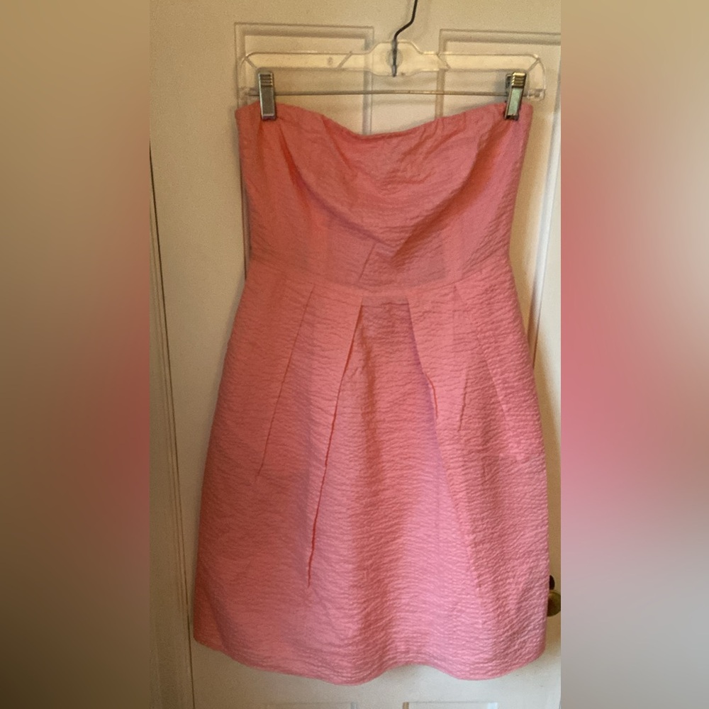 J. Crew Pink Textured Strapless Dress